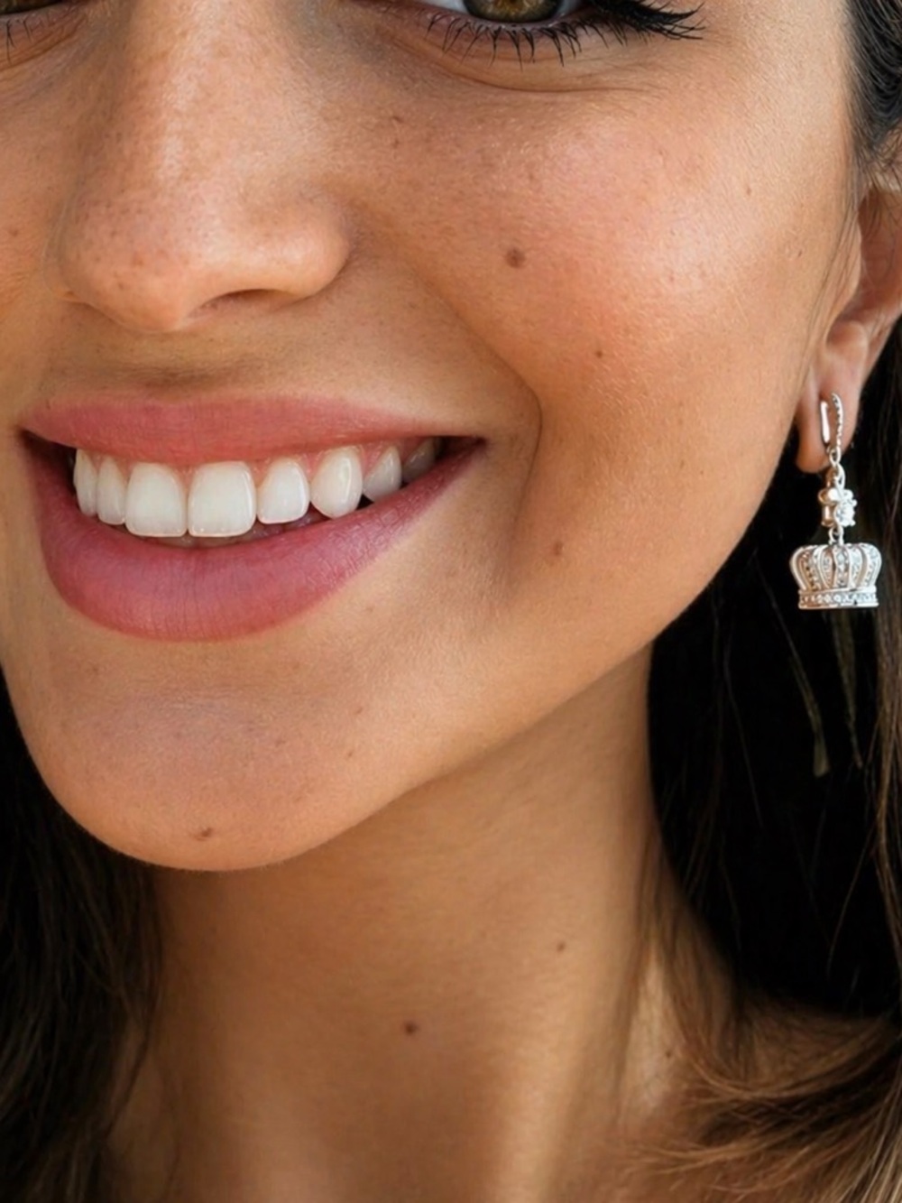 925 Sterling Silver Crown Drop Earrings CZ Royal Princess Dangle Earrings